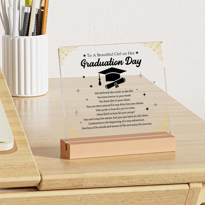 Funnli Graduation Gifts 2025, Graduation Inspirational Gifts for Her Him Acrylic Plaque, Middle Senior High School College Masters Degree Grad Gift for Her Girls Sister Friend Nurse Keepsake - Image 2